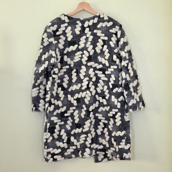BATIK  Cardigan Coatigan Womens L Gray Cream Geo Open Front 3/4 Sleeve Lagenlook - Picture 15 of 15